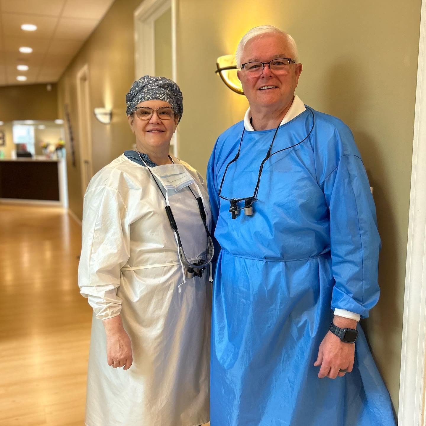 Dr. Goodwin and a team member prepared for treatment