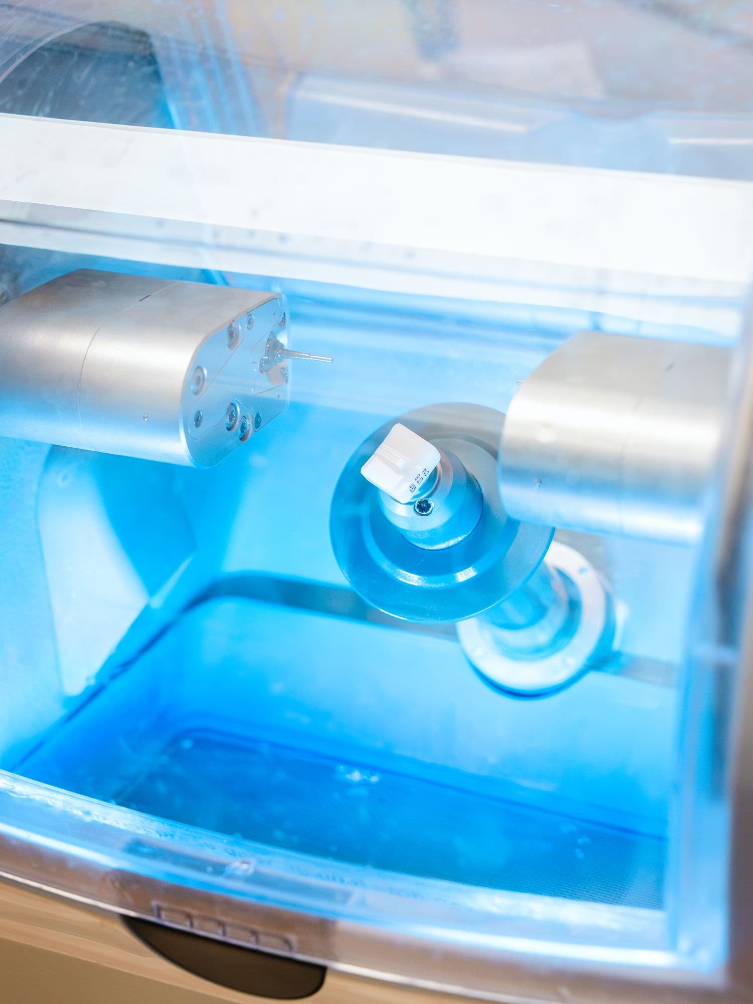Inside the milling chamber where crowns are made in the office