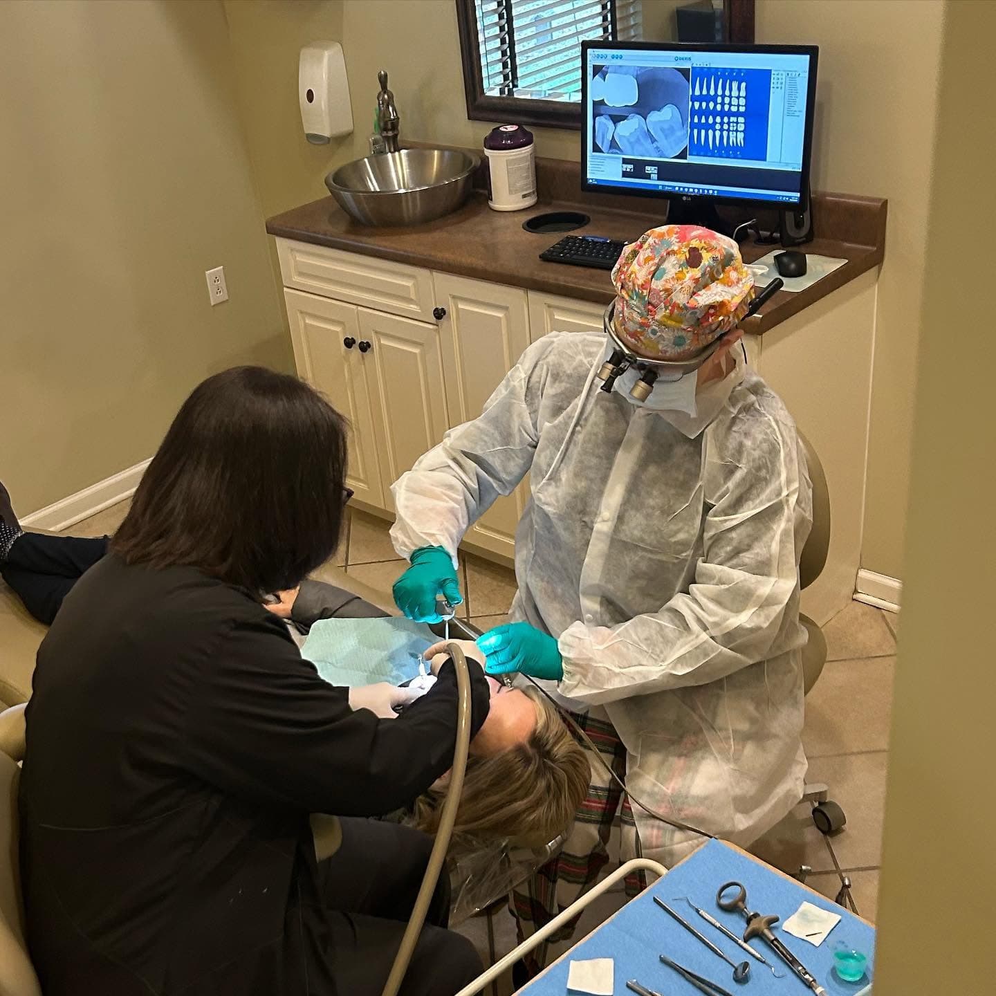 A restorative procedure underway at Park Place Dental